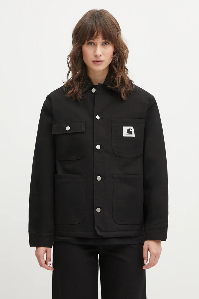 Хлопковая куртка Carhartt WIP W OG Michigan Coat без капюшона чёрный I036315.0