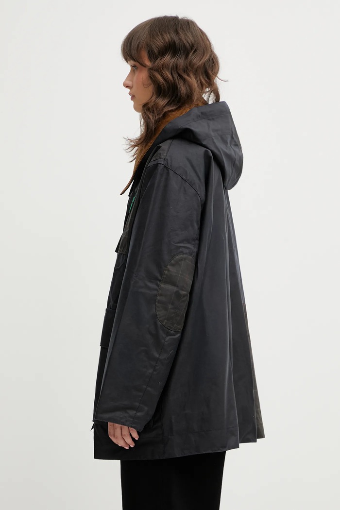 Barbour jacket x Ganni Hooded Duffle Wax LWX1527NY71 navy SS26