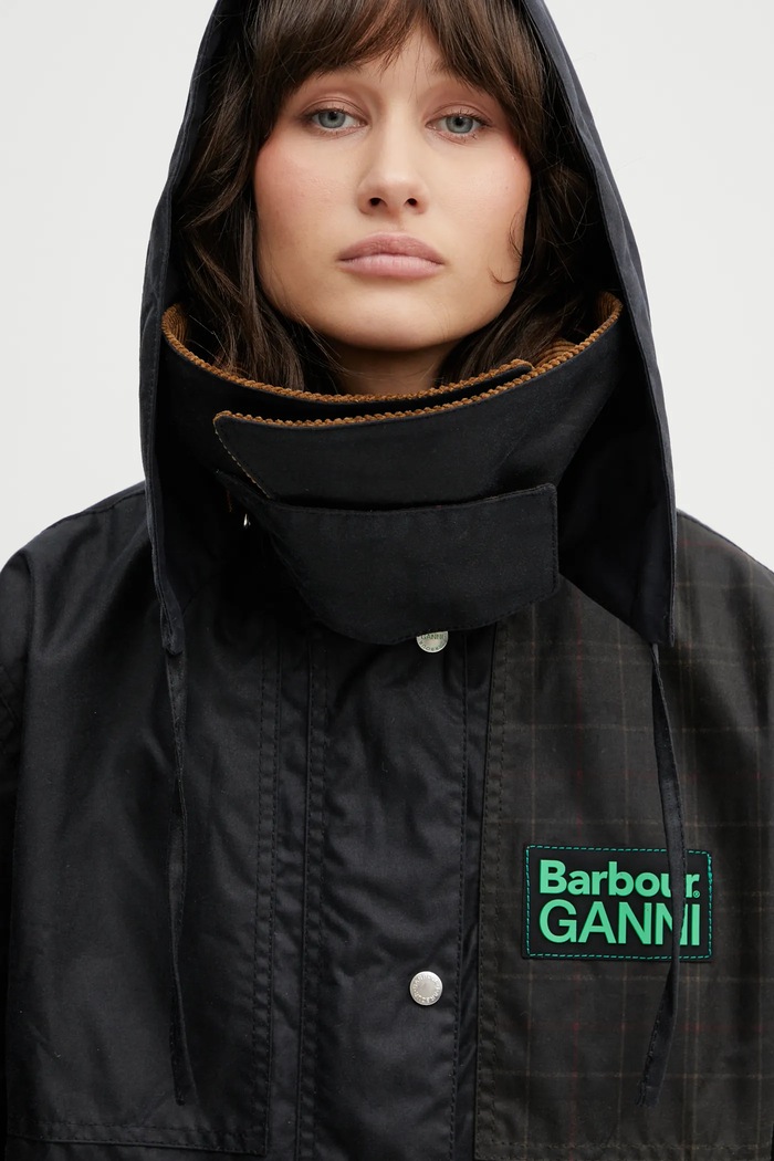 Barbour jacket x Ganni Hooded Duffle Wax LWX1527NY71