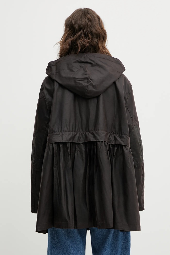 Одежда Хлопковая куртка Barbour x Ganni Peplum Wax LWX1523BR71 коричневый