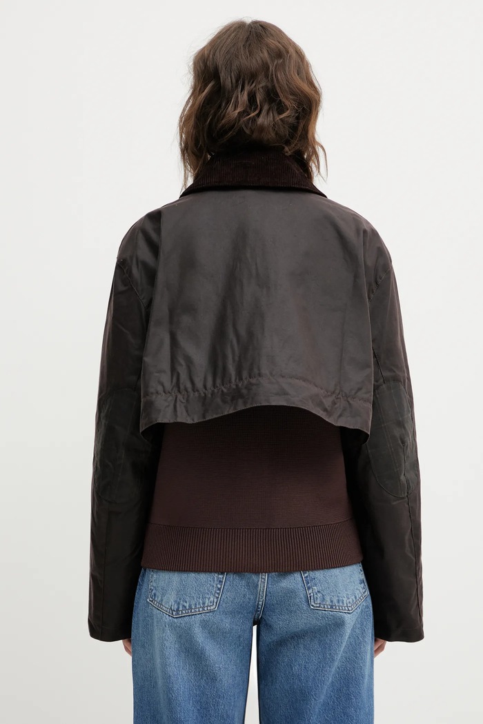 Хлопковая куртка Barbour x Ganni Peplum Wax LWX1523BR71 коричневый