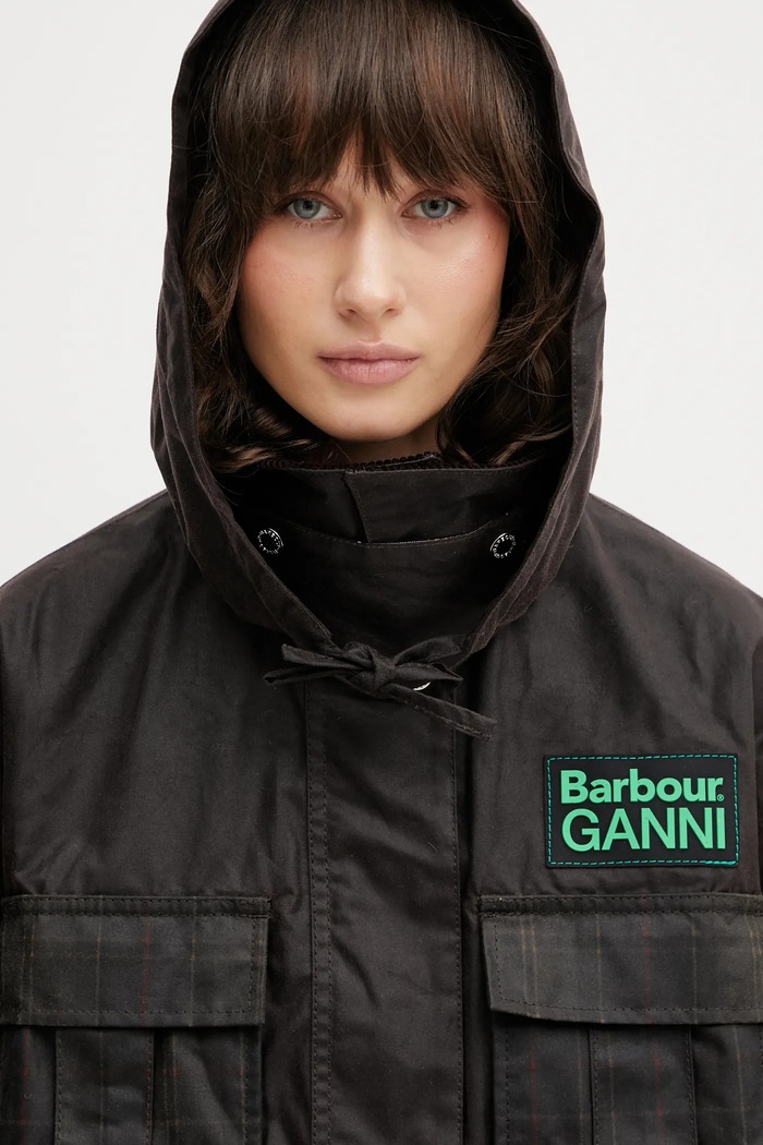 Хлопковая куртка Barbour x Ganni Peplum Wax LWX1523BR71