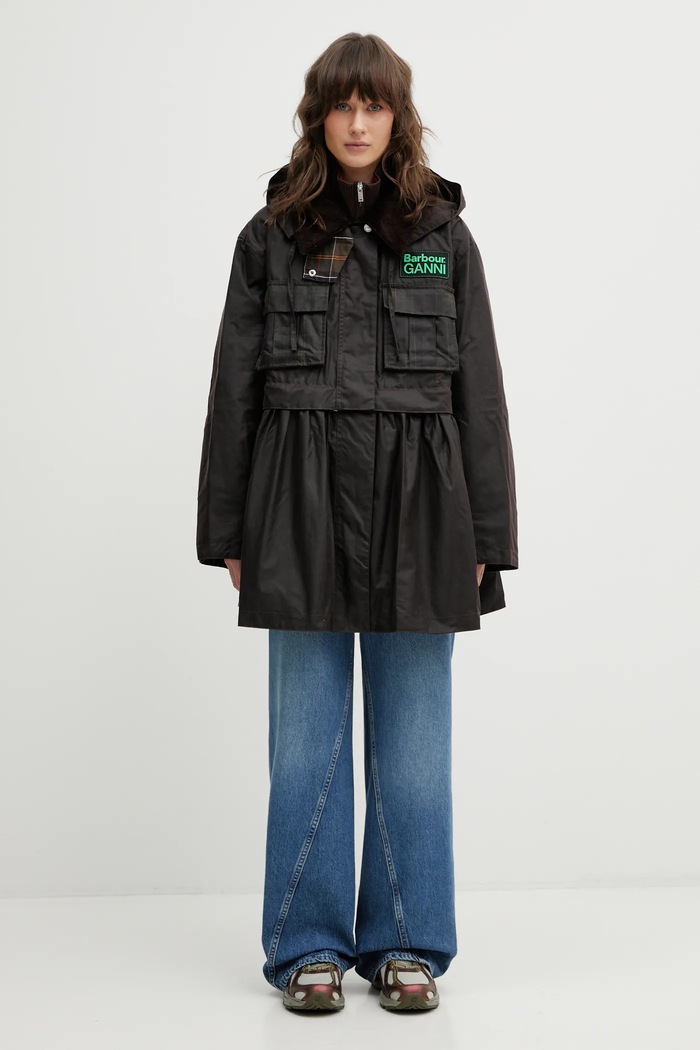 Хлопковая куртка Barbour x Ganni Peplum Wax LWX1523BR71