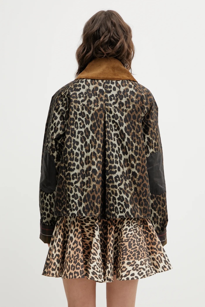 Barbour jachetă de bumbac x Ganni Printed Hooded Wax LWX1529BK11 maro