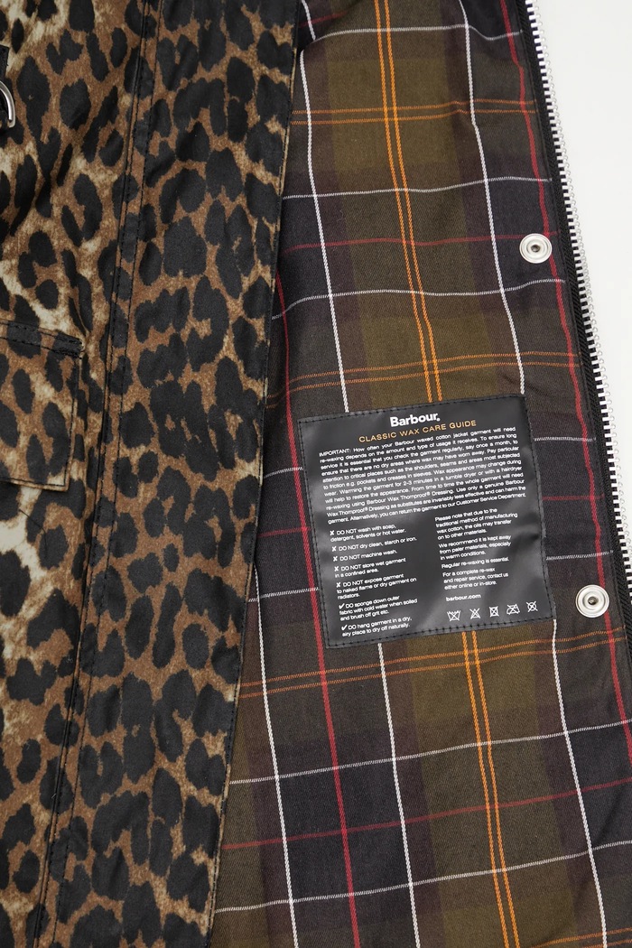 Barbour jachetă de bumbac x Ganni Printed Hooded Wax LWX1529BK11