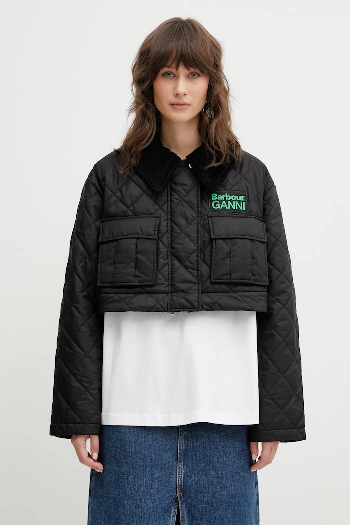 Barbour jacket x Ganni Peplum Quilted LQU1890BK11
