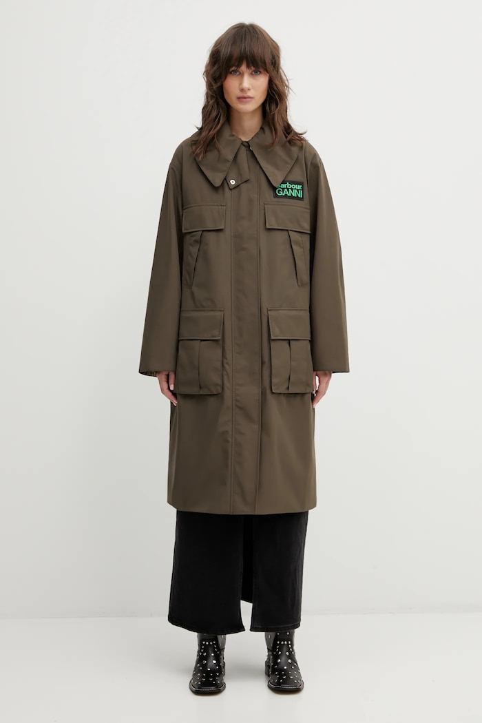 Barbour jacket x Ganni Waterproof Parka green LWB0930OL91