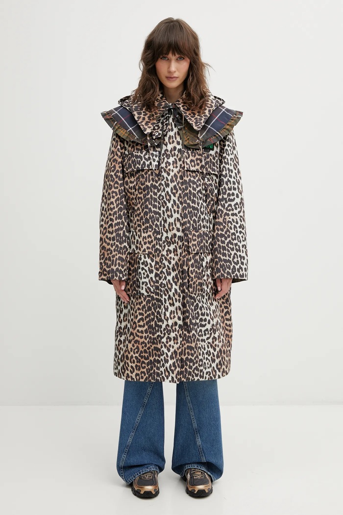Barbour jacket x Ganni Leopard Waterproof LWB0931BK11