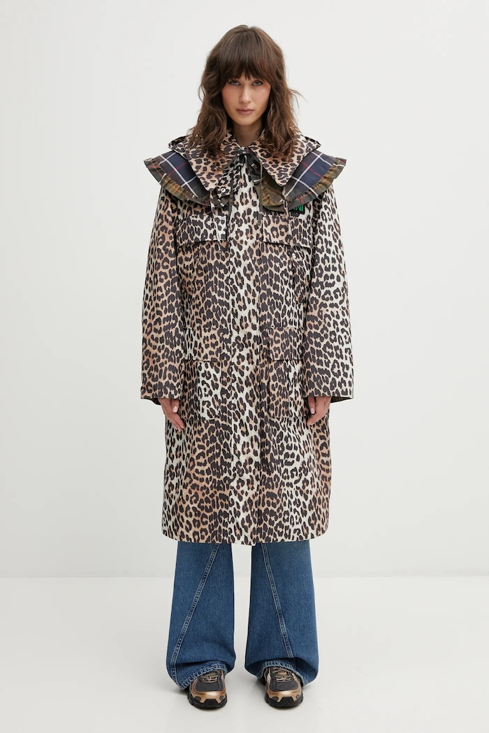 Barbour jacket x Ganni Leopard Waterproof LWB0931BK11