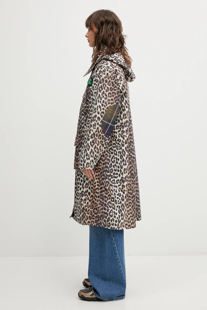 Barbour jacket x Ganni Leopard Waterproof LWB0931BK11 brown SS26
