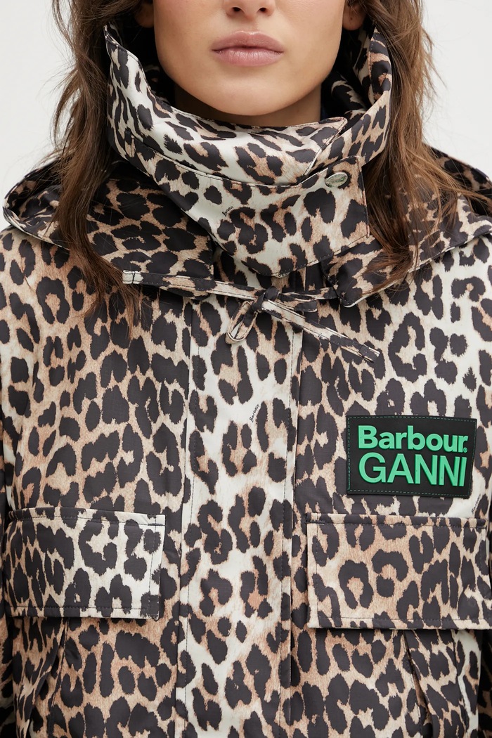 Barbour jacket x Ganni Leopard Waterproof LWB0931BK11