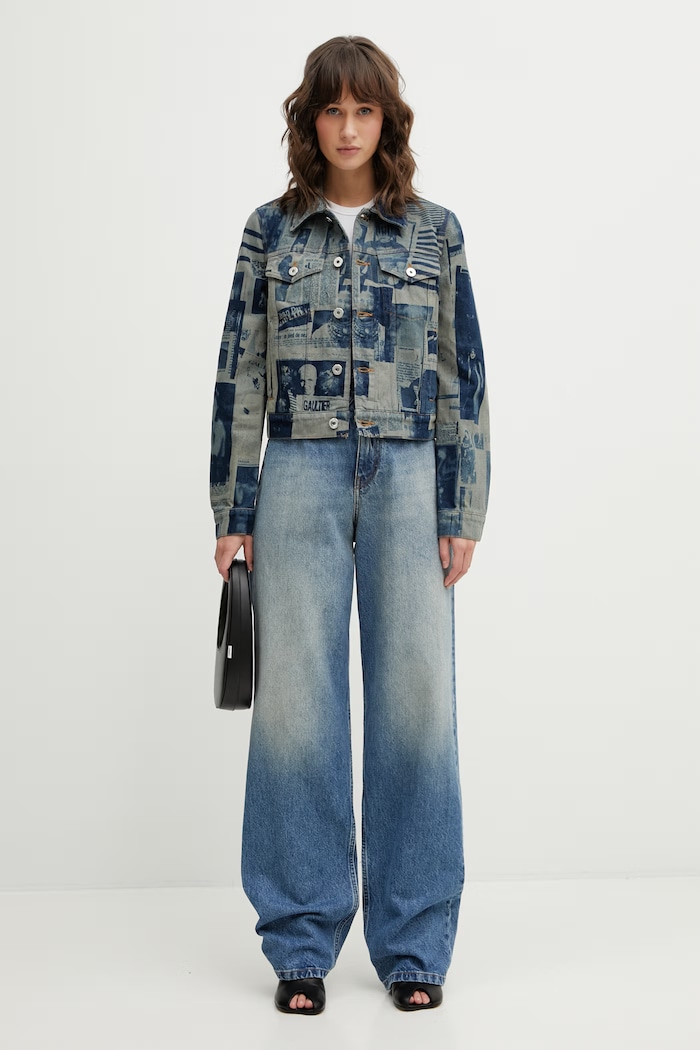 Jean Paul GAULTIER giacca di jeans Newspaper Print 26.01.W.JA033.D027