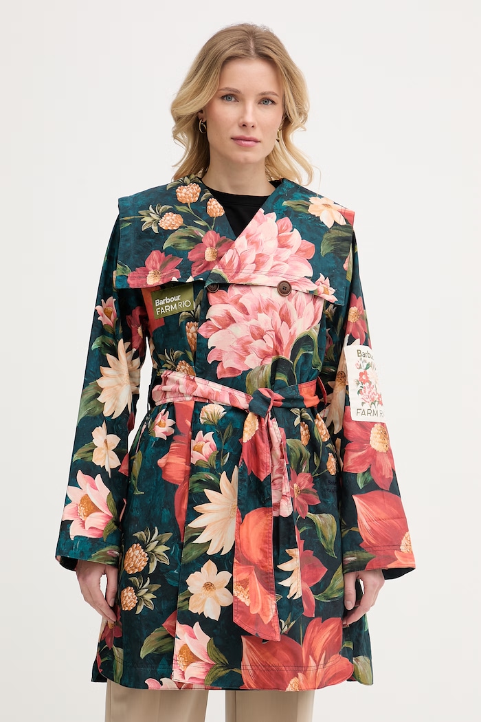 Barbour trenci pentru femei, din bumbac x Farm Rio bleumarin LCA0389