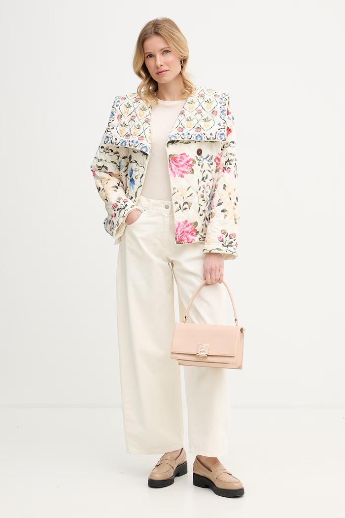 Barbour jachetă scurtă pentru femei x Farm Rio LQU1907 bej SS26