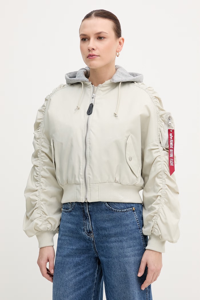 Jakna Alpha Industries Short Hooded Bomber Light W Oversize siva 266000