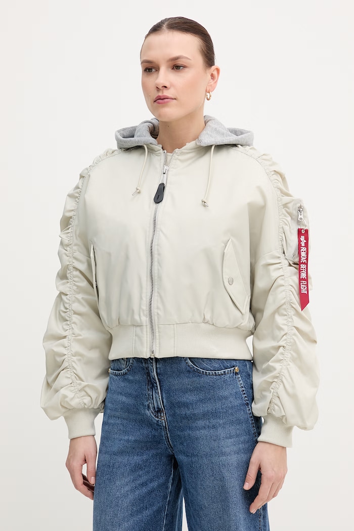 Jakna Alpha Industries Short Hooded Bomber Light W Oversize siva 266000