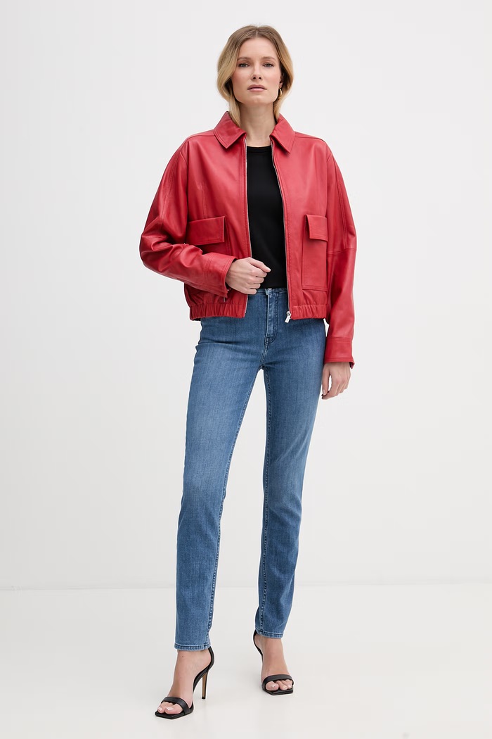 Trussardi krátka bunda dámska kožená R366A000735N červená SS26