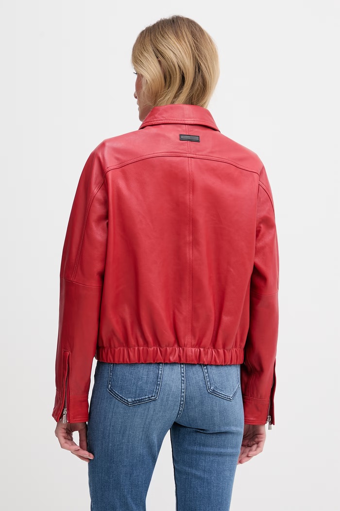 Oblečenie Trussardi krátka bunda dámska kožená R366A000735N červená