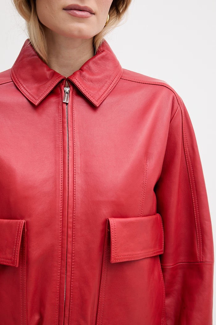 Trussardi krátka bunda dámska kožená červená R366A000735N