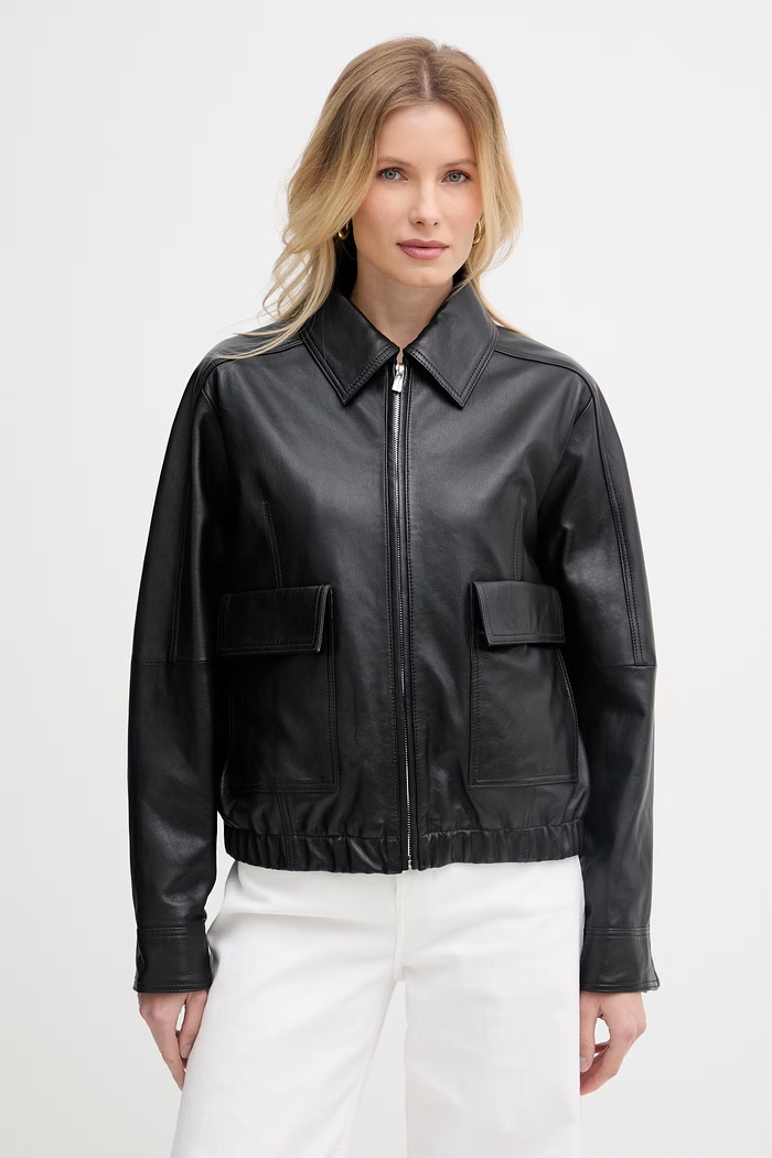 Trussardi късо дамско кожено яке черен R366A000735N