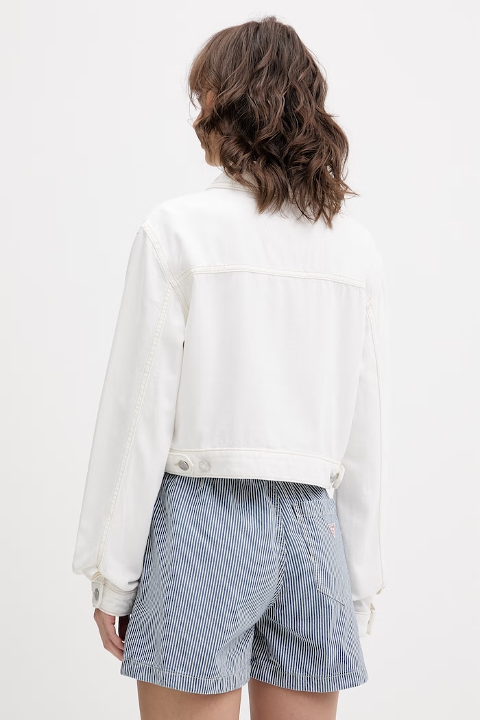 Oblečenie Guess Jeans džínsová bunda dámska s bavlnou W6GN11.D5NW2 biela