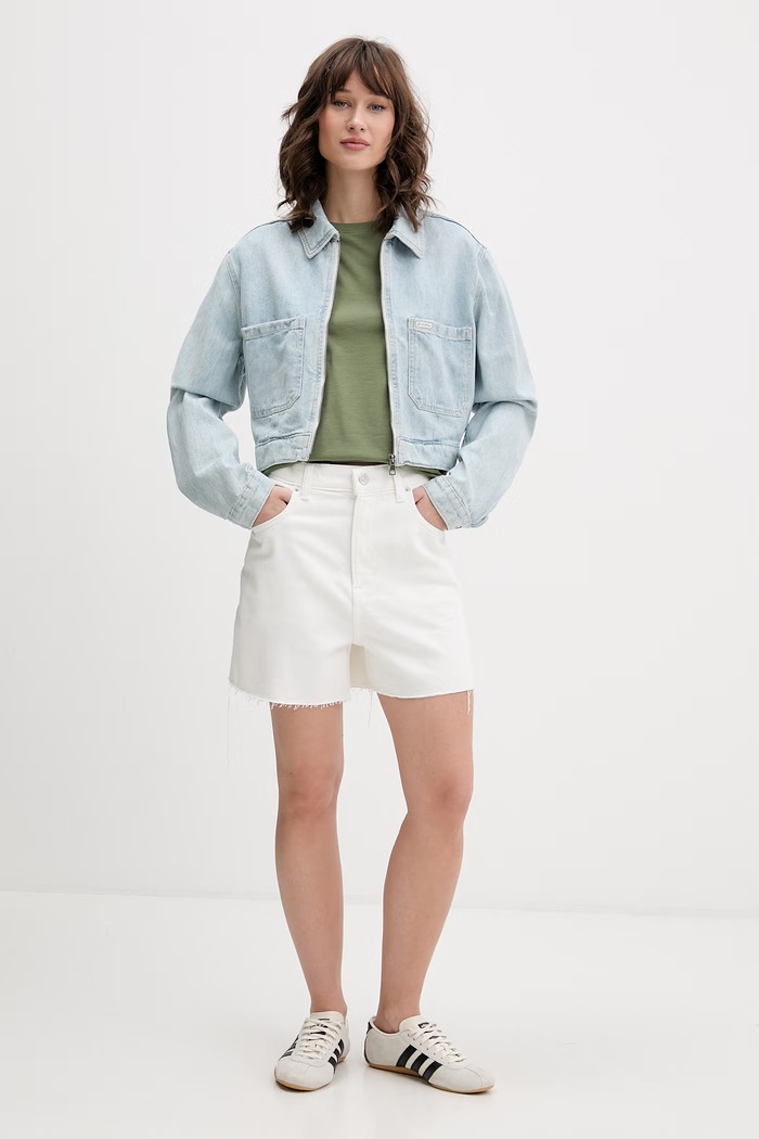 Guess Jeans prechodná bunda dámska rifľová W6GN11.D6533 modrá SS26