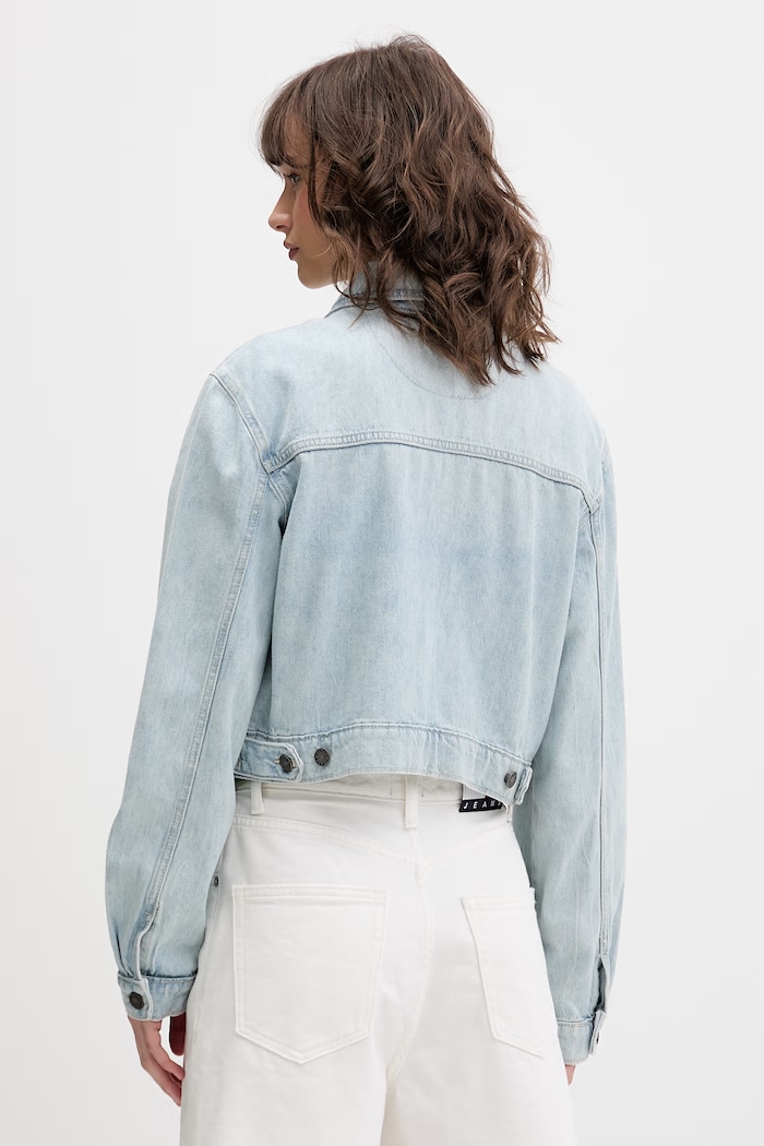 Oblečenie Guess Jeans prechodná bunda dámska rifľová W6GN11.D6533 modrá