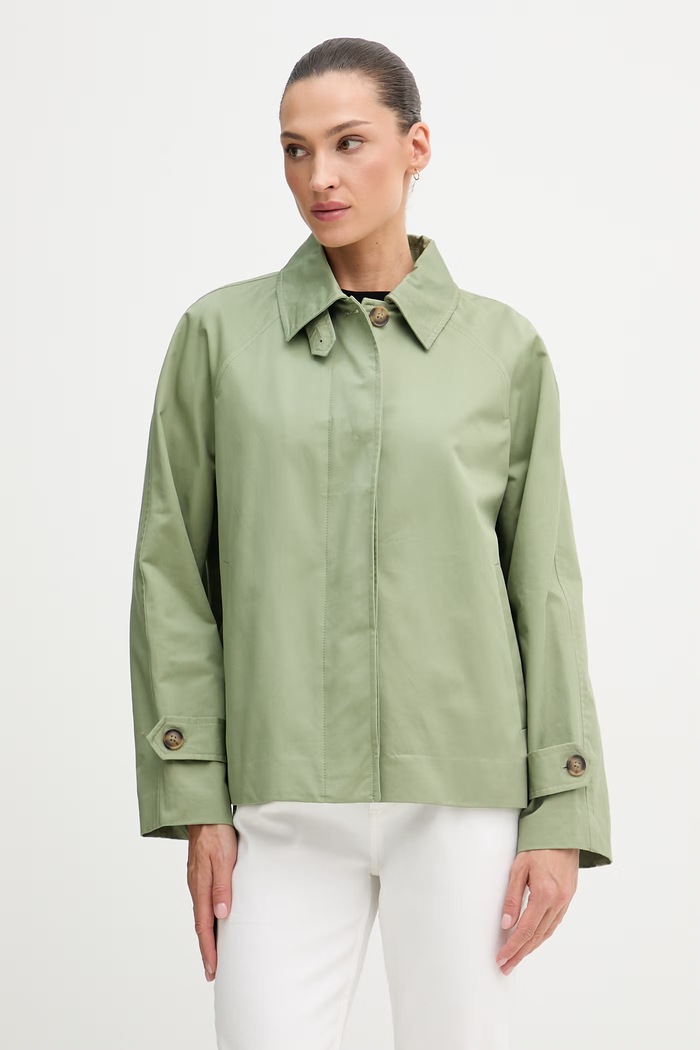 United Colors of Benetton palton pentru femei, din bumbac verde 2QJYDN09K