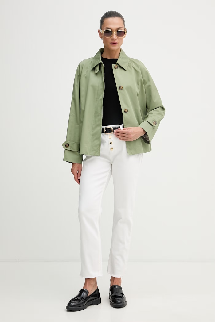 United Colors of Benetton palton pentru femei, din bumbac 2QJYDN09K verde SS26
