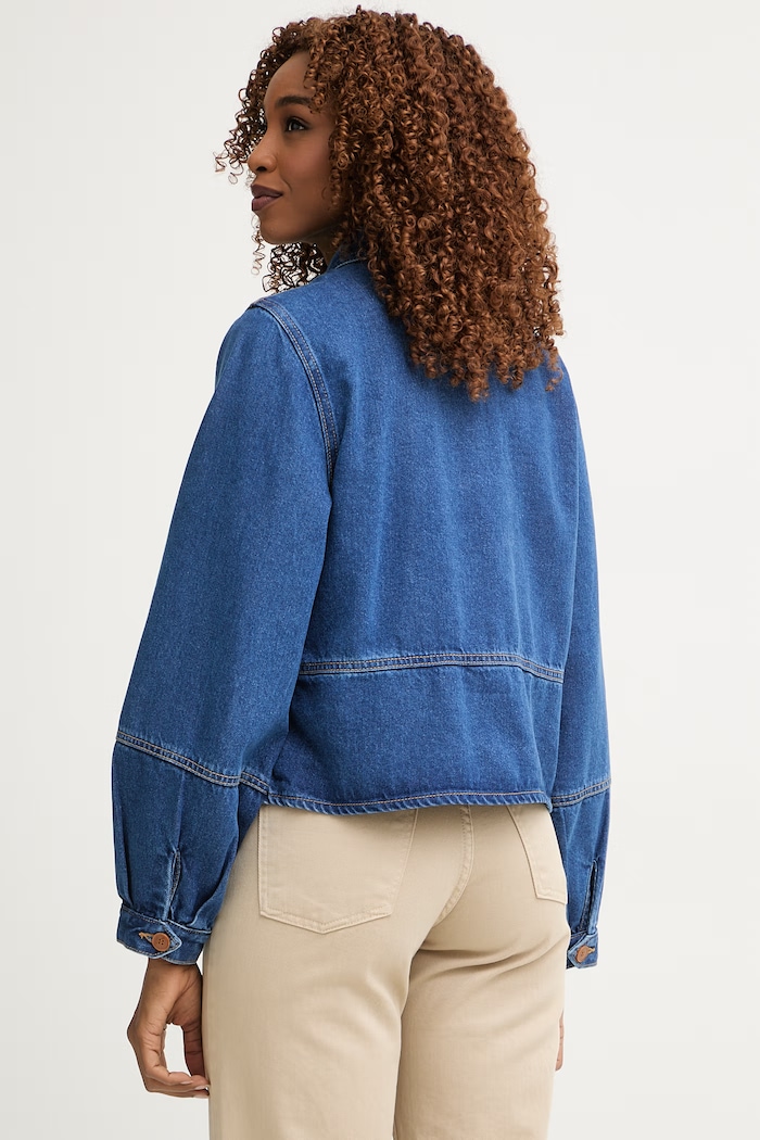 Ρούχα United Colors of Benetton τζιν μπουφάν Γυναικείο 23C8DN097 μπλε