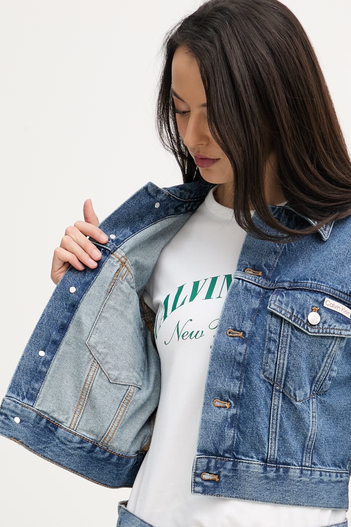 Calvin Klein Jeans prechodná bunda dámska rifľová LV047F681G
