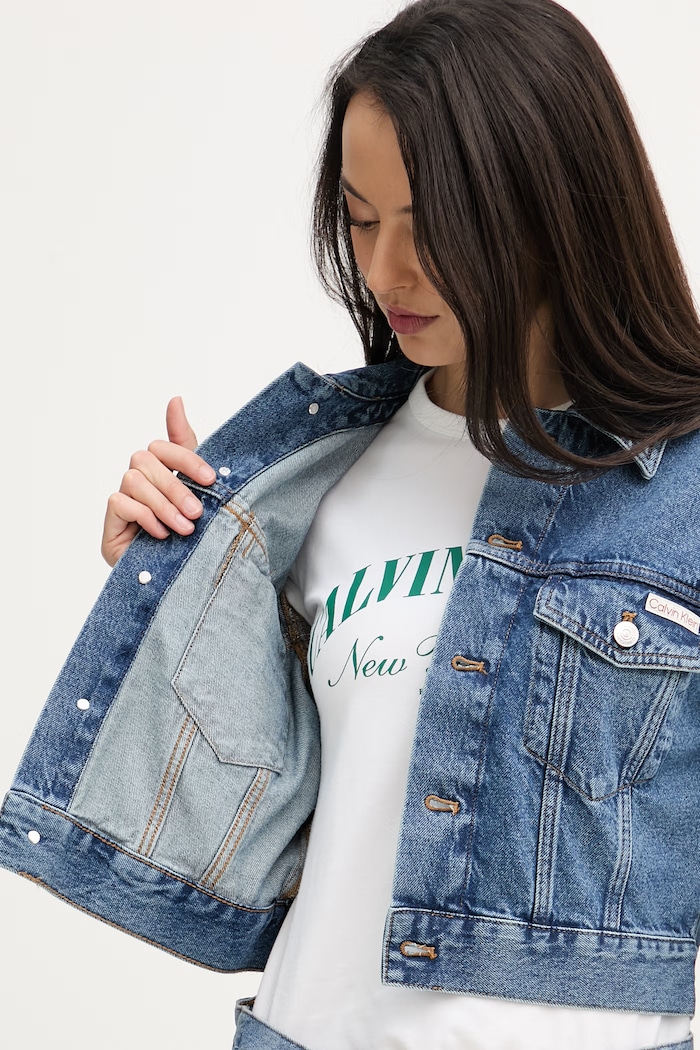 Calvin Klein Jeans prechodná bunda dámska rifľová LV047F681G