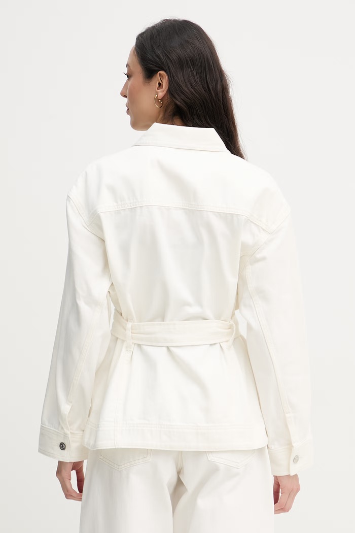 Oblečenie Calvin Klein Jeans džínsová bunda dámska bavlnená LV047F759G béžová