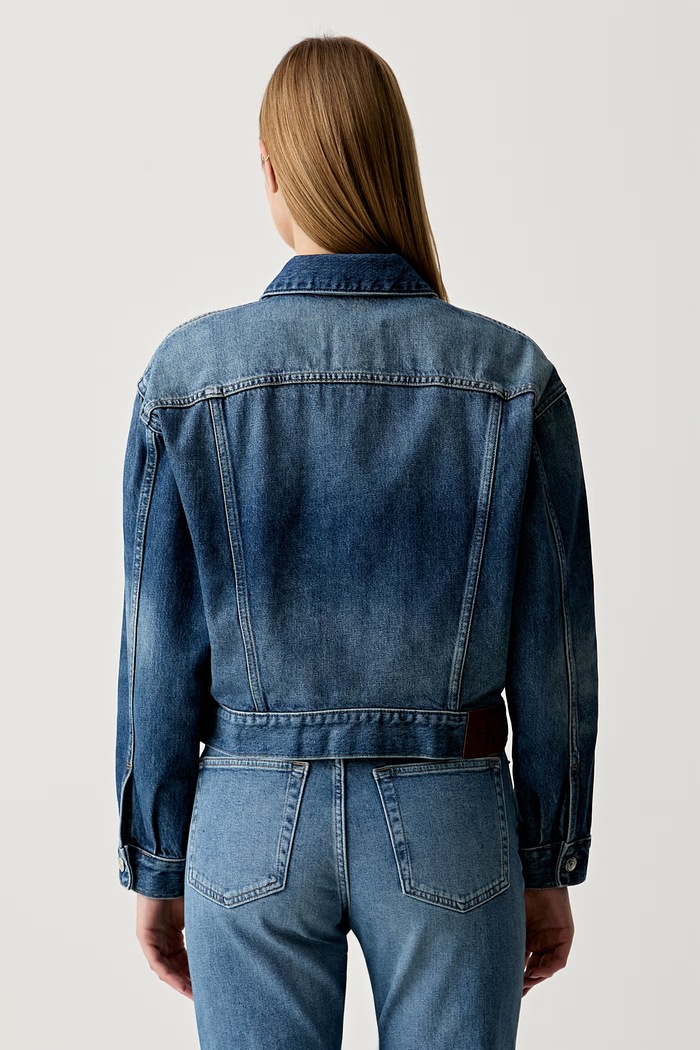 Ρούχα Calvin Klein Jeans τζιν μπουφάν γυναικείο βαμβακερό LV047F775G μπλε