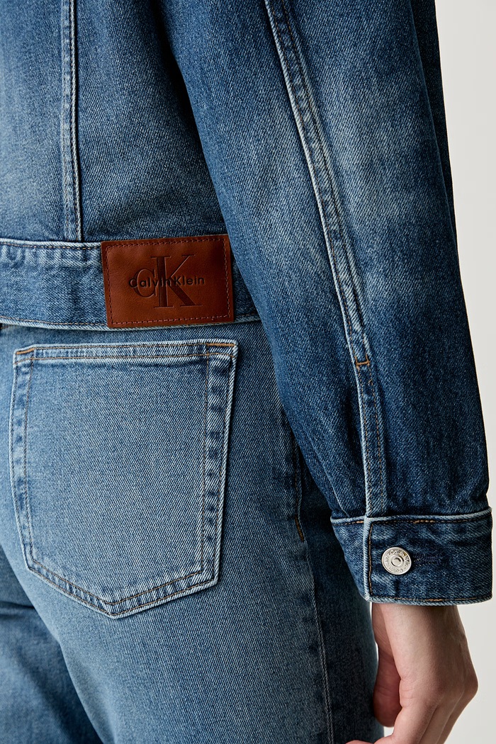 Calvin Klein Jeans τζιν μπουφάν γυναικείο βαμβακερό LV047F775G μπλε
