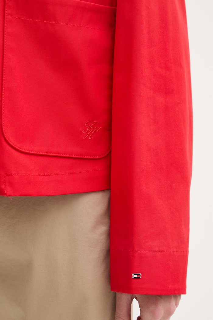 Tommy Hilfiger κοντό παλτό γυναικείο βαμβακερό WW0WW49585 κόκκινο