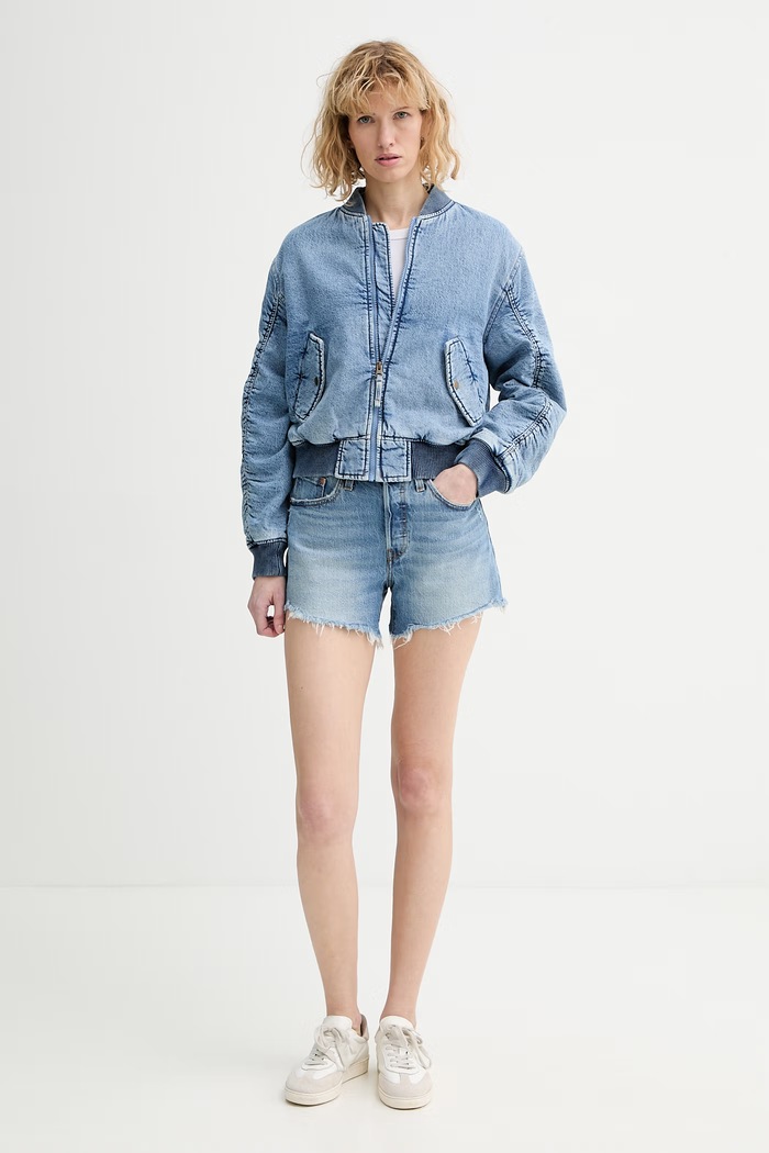 Džínsová bomber bunda Levi's SCOUT WESTERN 005AZ.0000 modrá SS26
