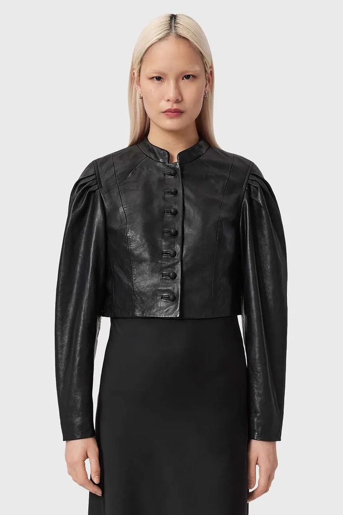AllSaints geacă de piele SADIE cu captuseala negru W008LE