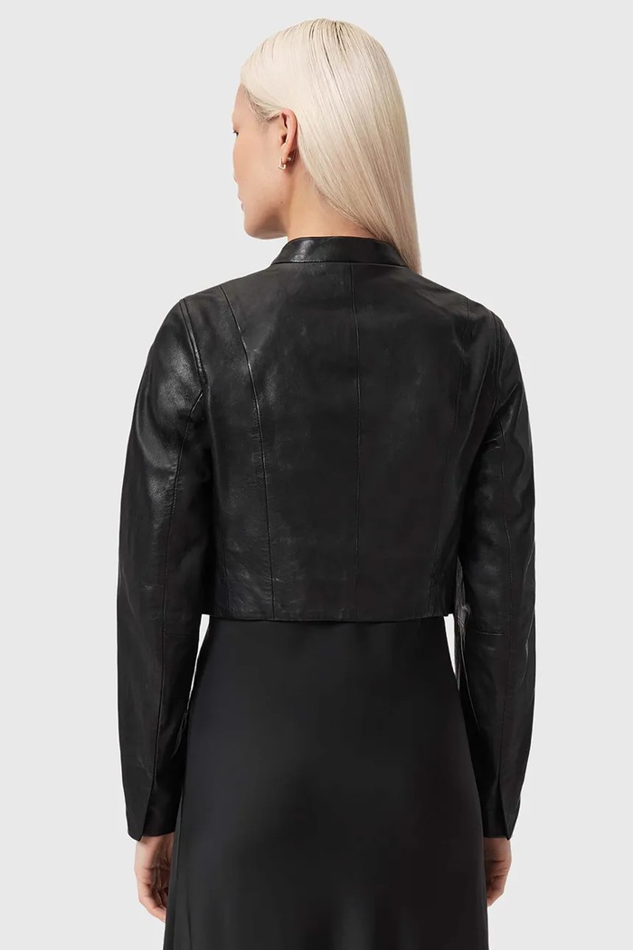 AllSaints geacă de piele SADIE W008LE negru SS26