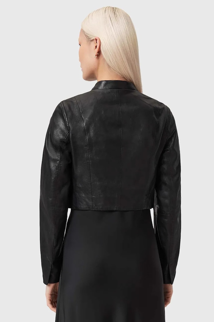 AllSaints geacă de piele SADIE W008LE negru SS26