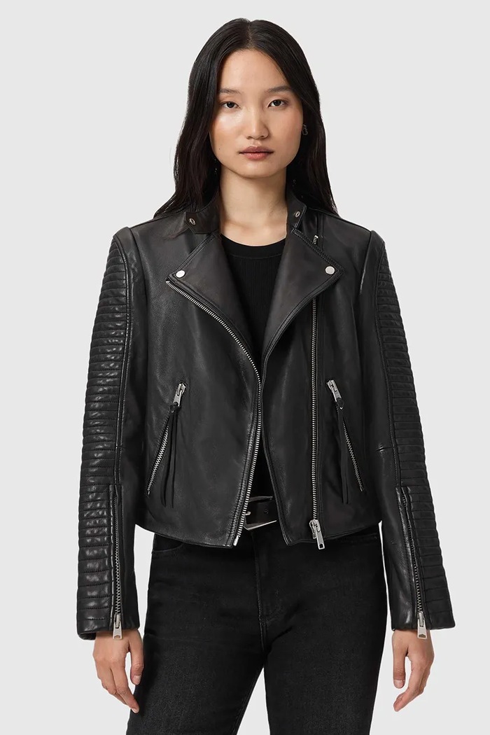 Δερμάτινo jacket AllSaints RAUL λείο δέρμα μαύρο W039LE