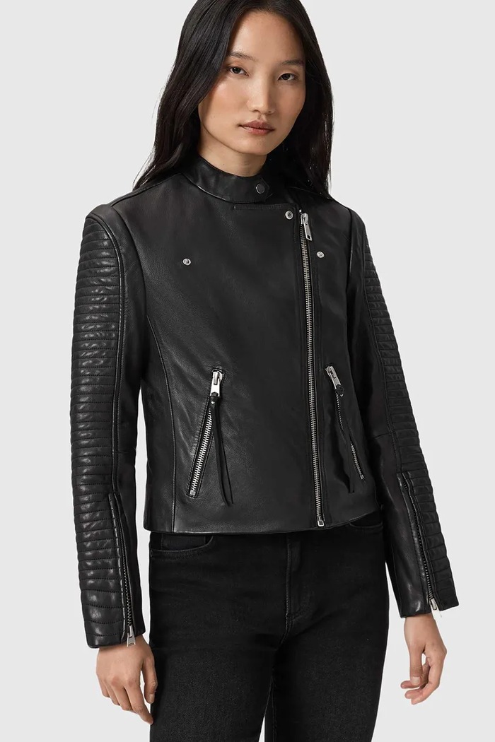 Δερμάτινo jacket AllSaints RAUL μαύρο W039LE