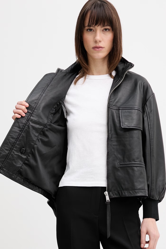 Kožená bunda bomber AllSaints FLOR W042LE