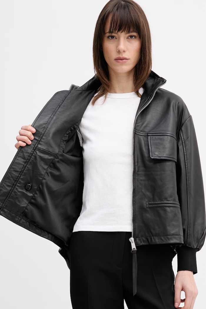 Kožená bunda bomber AllSaints FLOR W042LE