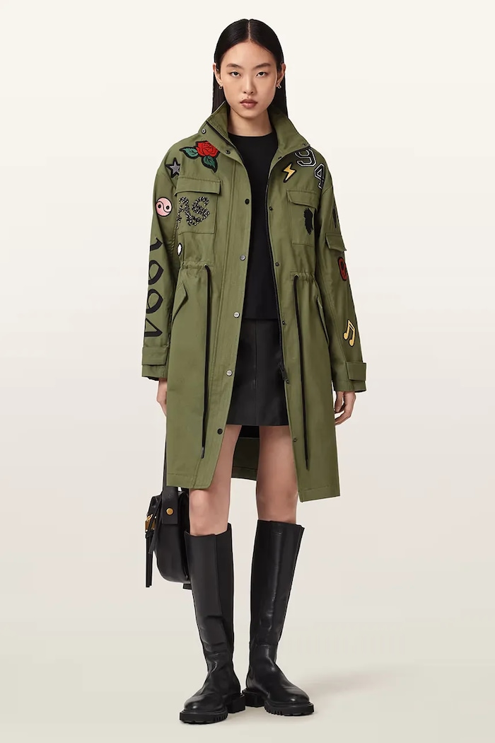 AllSaints parka bawełniana ARIAA zielony W041OE