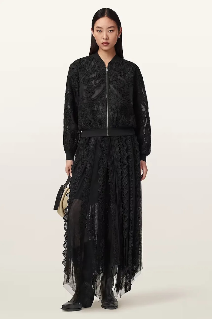 Ρούχα AllSaints μπουφάν μπόμπερ γυναικείο JADE W124OD μαύρο