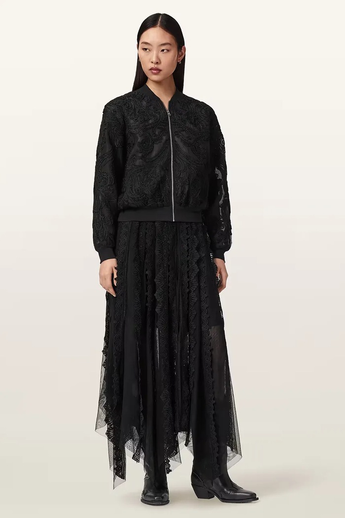AllSaints μπουφάν μπόμπερ γυναικείο JADE W124OD μαύρο