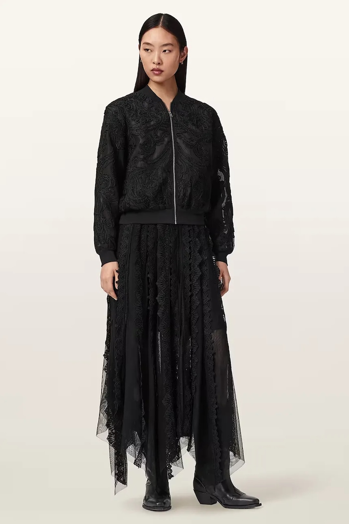 AllSaints μπουφάν μπόμπερ γυναικείο JADE W124OD μαύρο