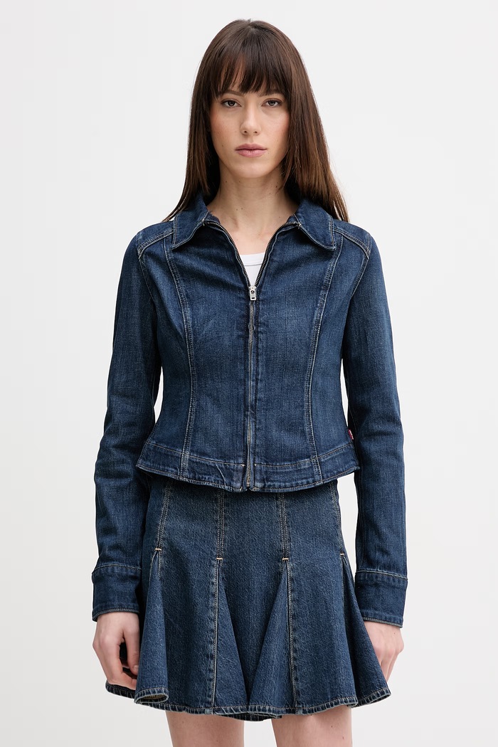 Rifľová bunda Levi's STRETCH FITTED bez kapucne modrá 005EA