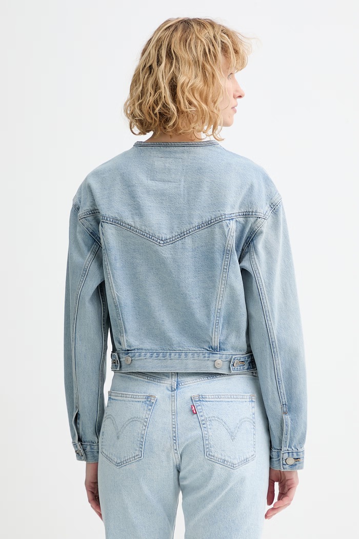Îmbrăcăminte Levi's geacă jeans COLLARLESS SHRUNKEN 90S 006EZ albastru